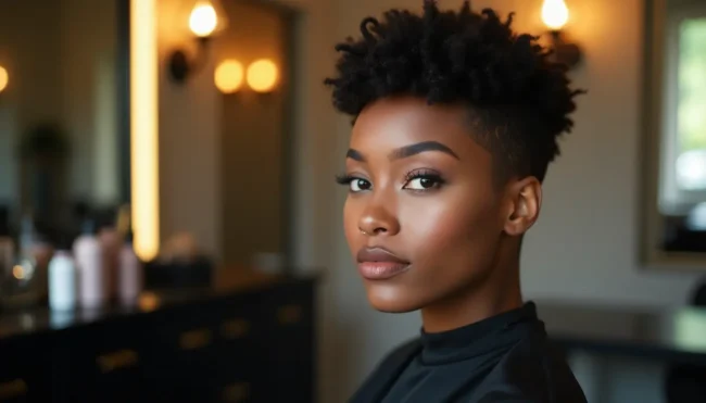 tapered pixie cut black hair